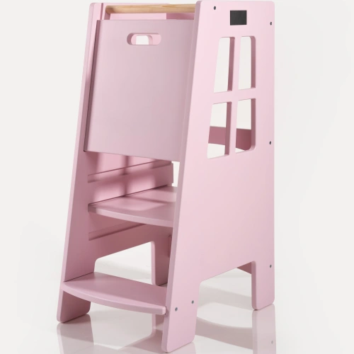 EXTRA SAFE - Montessori Lernturm Kitchen Helper Kinderplattform Küchenturm lackierter – rosa