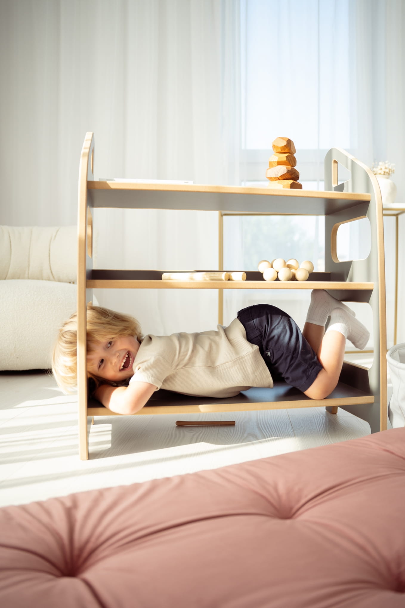 MAXI Regal für Spielzeug und Montessori-Hilfsmittel - grau