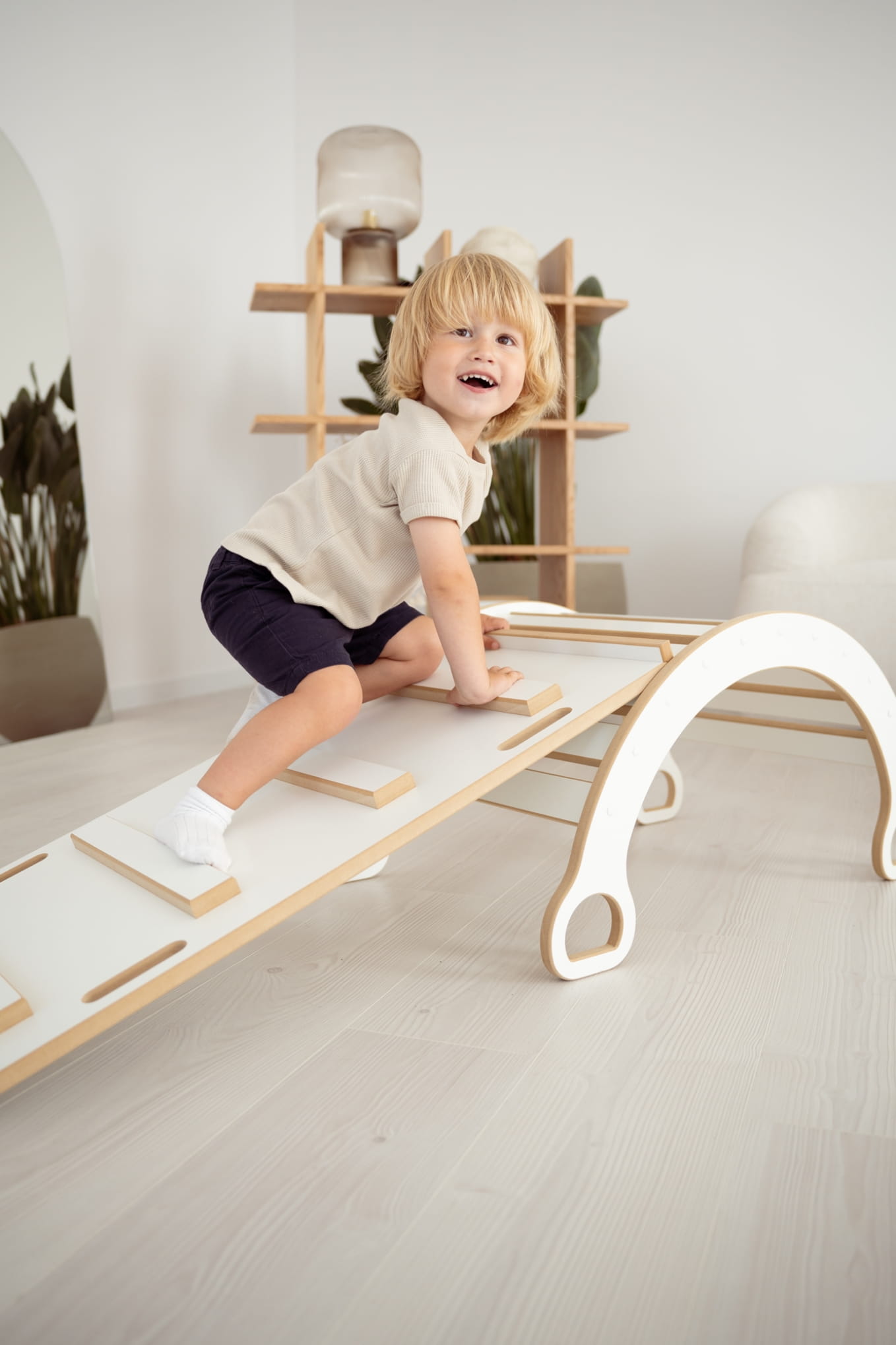 Montessori Bogenwippe L Kletterbogen + LEITER Rutsche